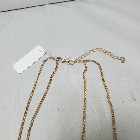 Banana Republic gold crescent moon with turquoise stone gold layered necklace - Picture 8 of 9